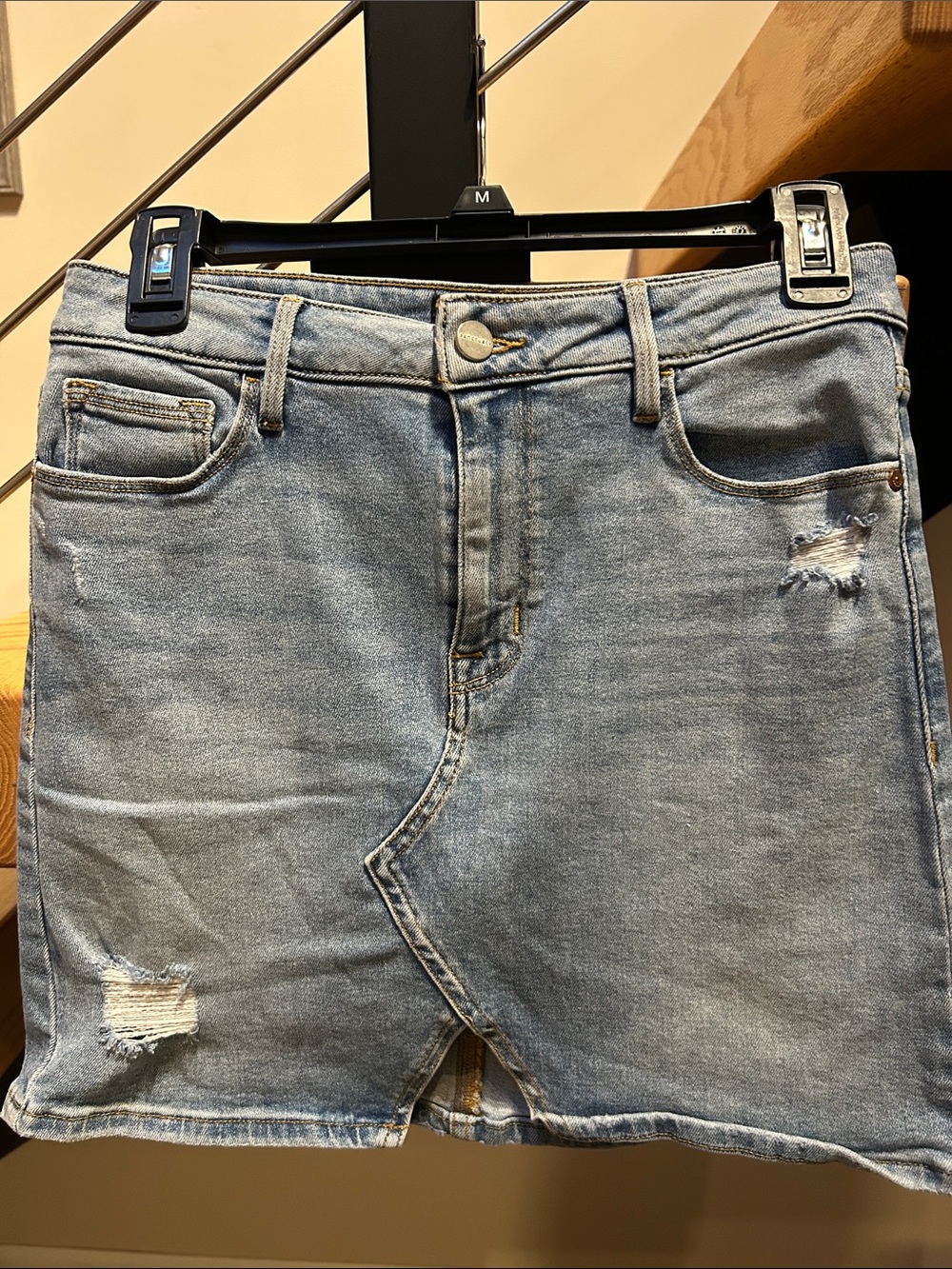 Sanctuary Light Blue Distressed Denim Mini Skirt
